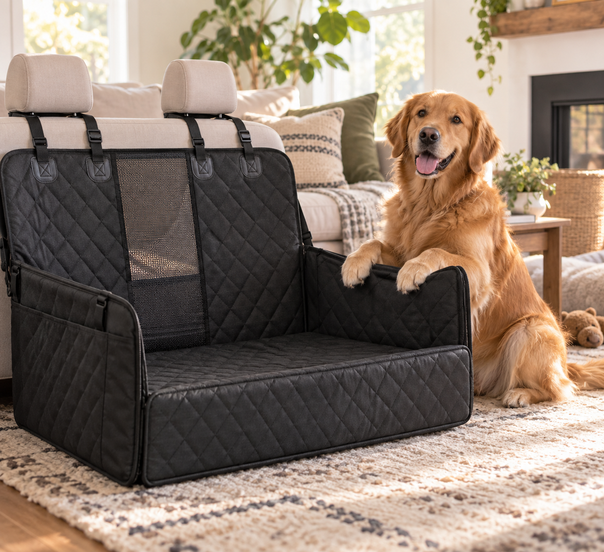 Solid Bottom Dog Car Seat Extender Cover