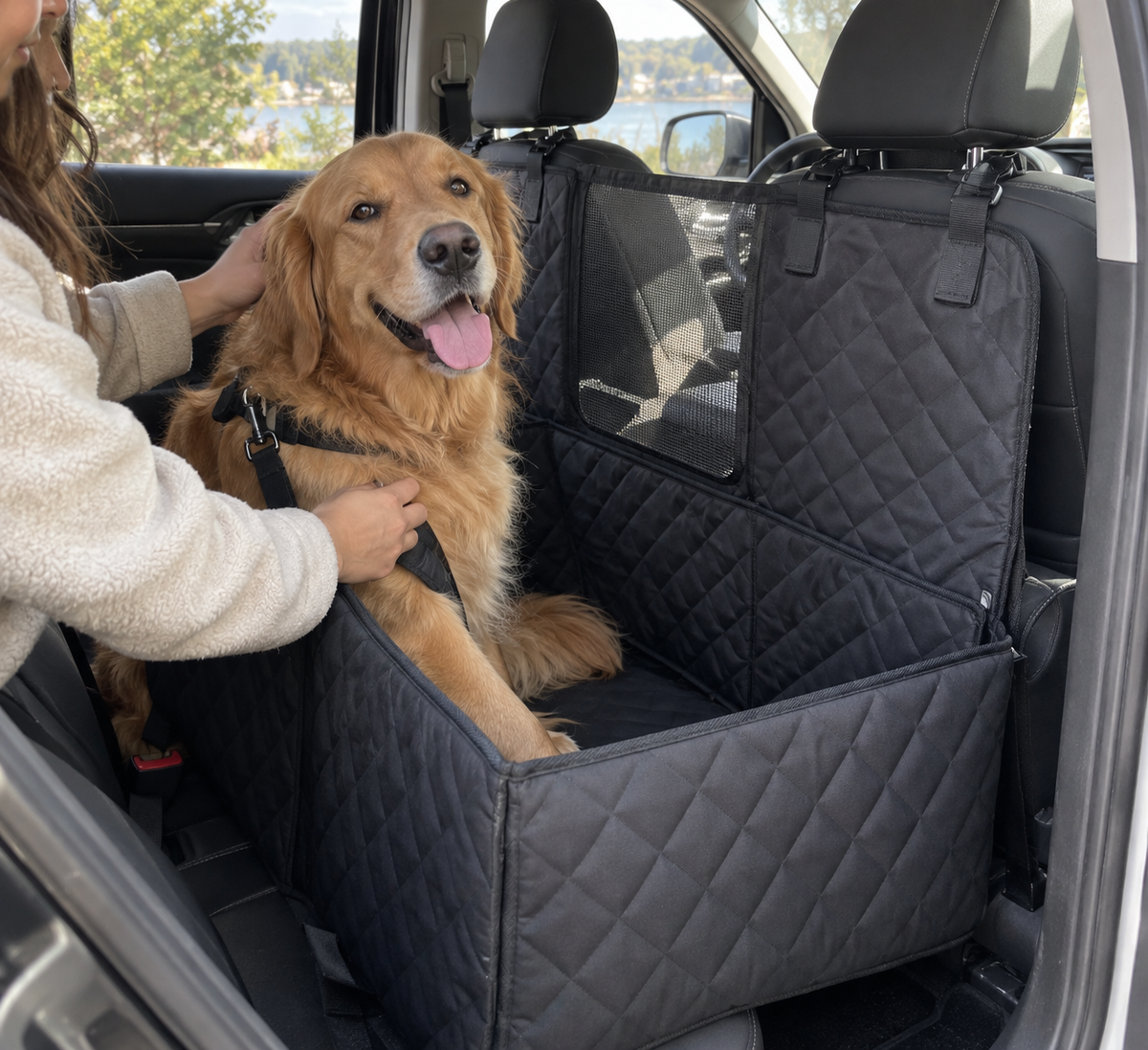 Solid Bottom Dog Car Seat Extender Cover