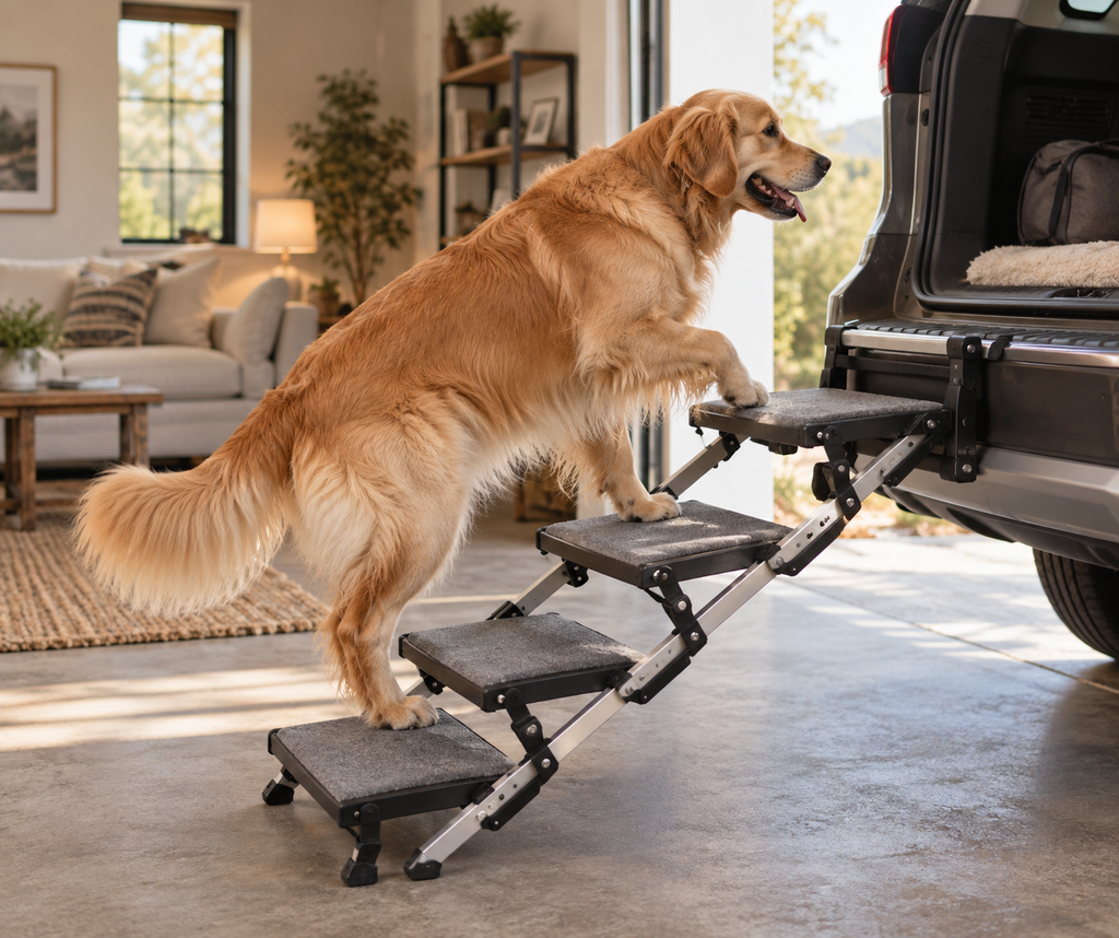 Gentle Climb Foldable Aluminum Dog Car Stairs
