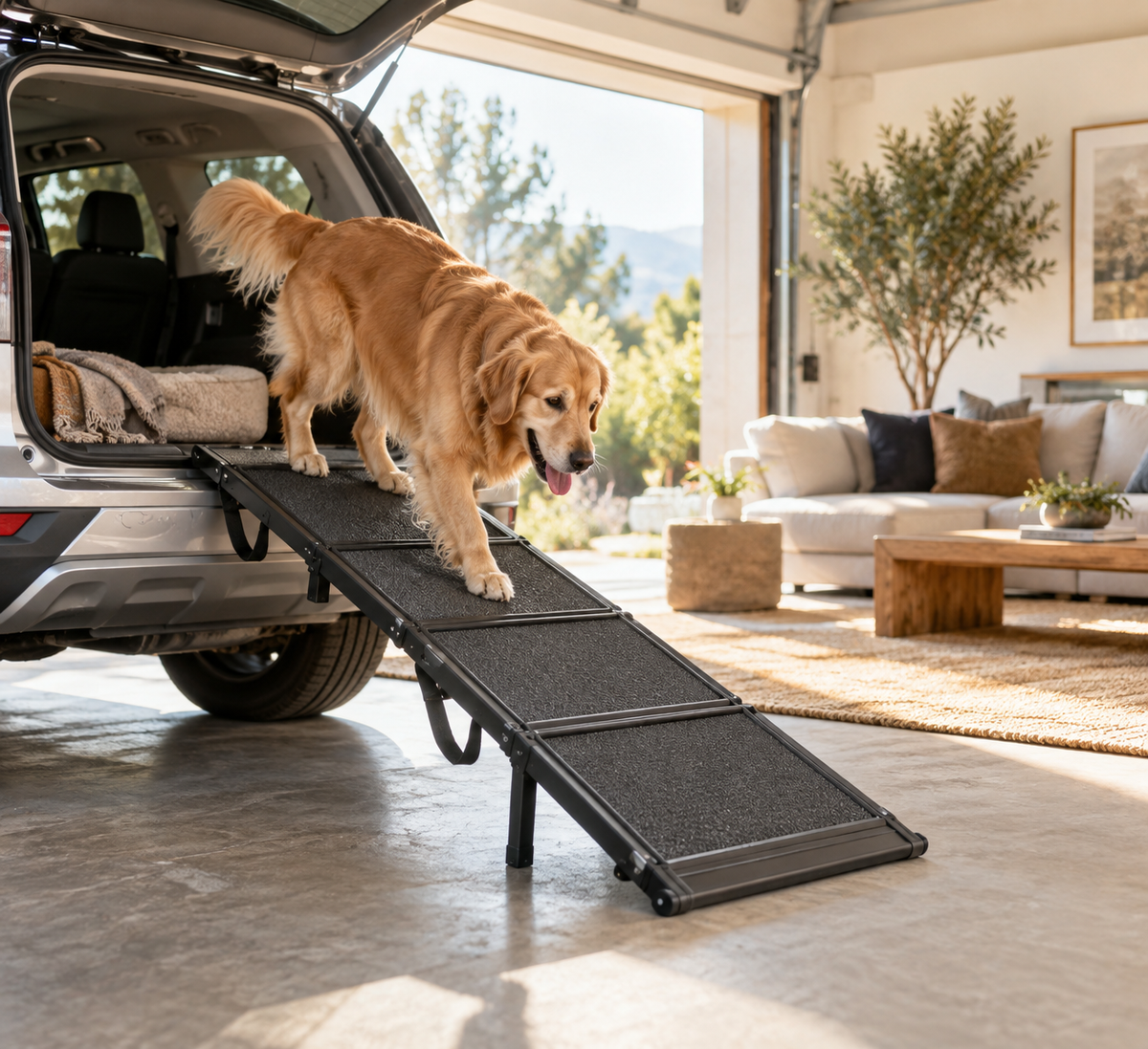 Gentle-Step Foldable Dog Car Ramp for SUVs & Trucks