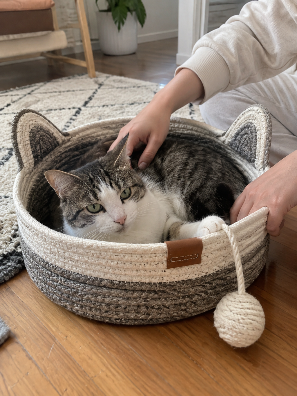 Furniture-Saving Woven Rope Cat Bed & Scratcher