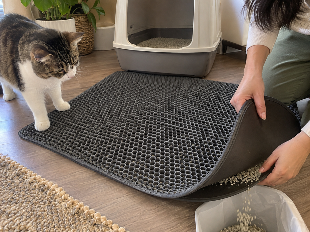 Track-Free Double-Layer Honeycomb Cat Litter Mat