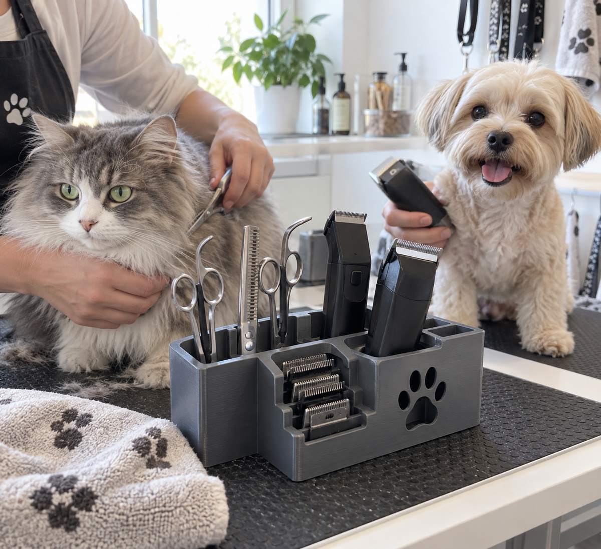 Clutter-Free Desktop Pet Grooming Tool Caddy