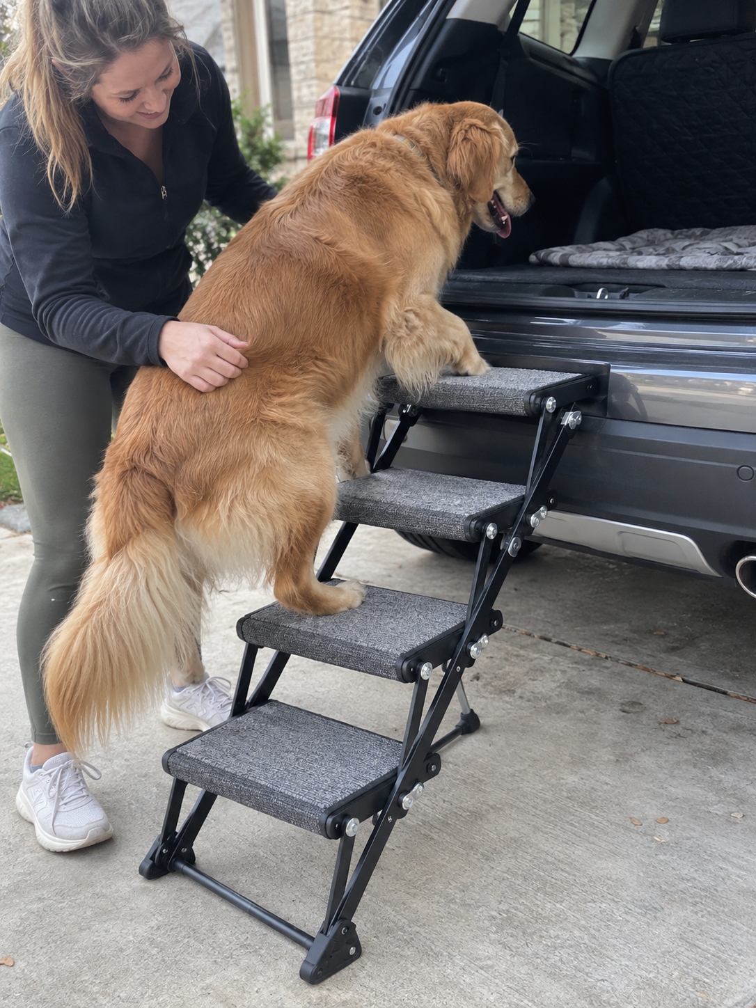 Gentle Climb Foldable Aluminum Dog Car Stairs