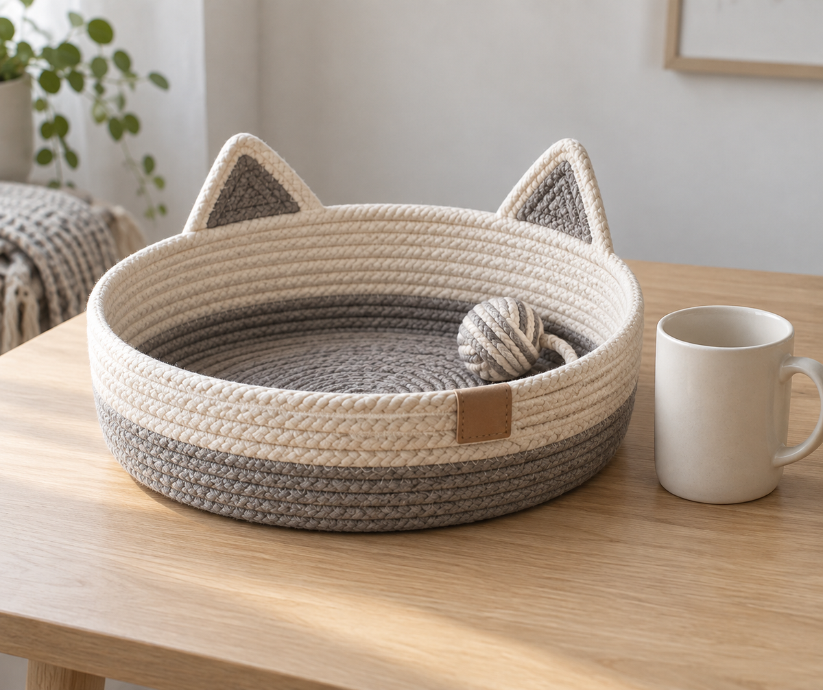 Furniture-Saving Woven Rope Cat Bed & Scratcher