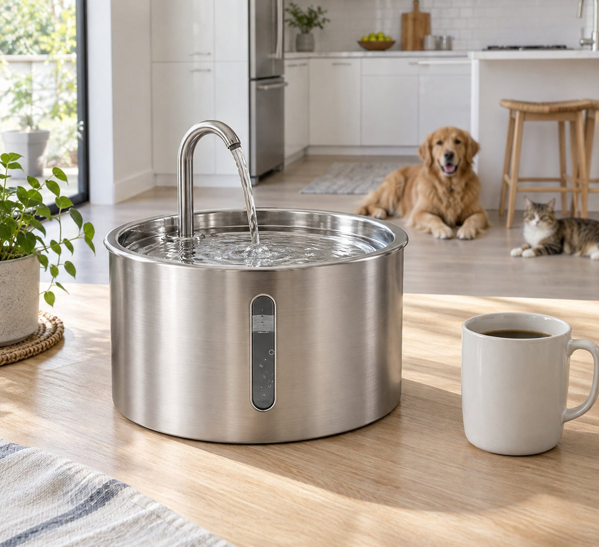 Fresh Stream Stainless Steel Cat Water Fountain