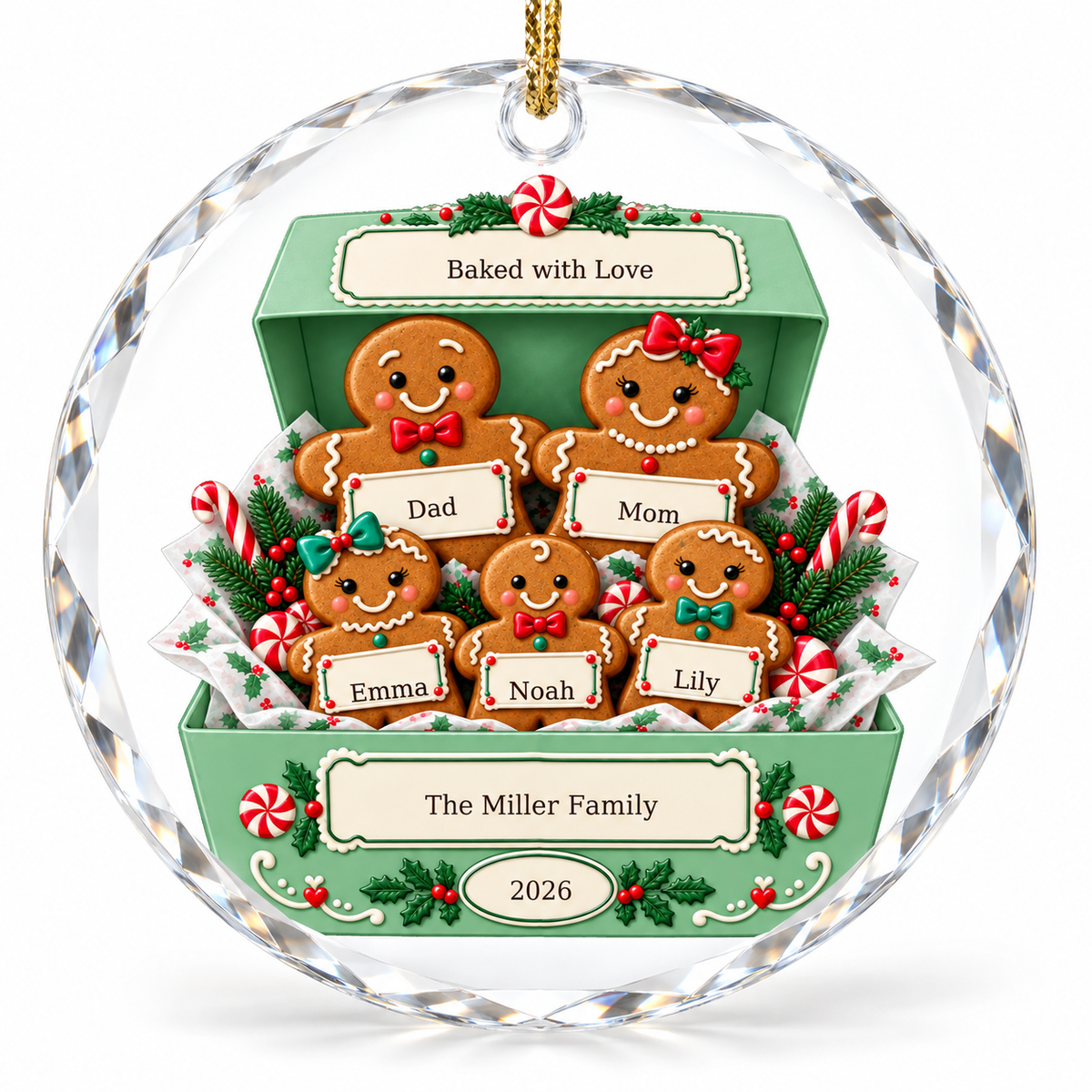 OF02 personalized round glass ornament - sample names - studio mockup