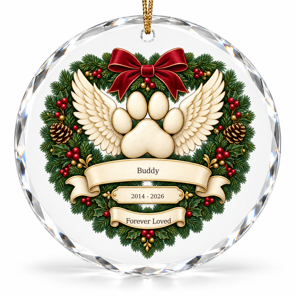 OF08 personalized round glass ornament - sample names - studio mockup