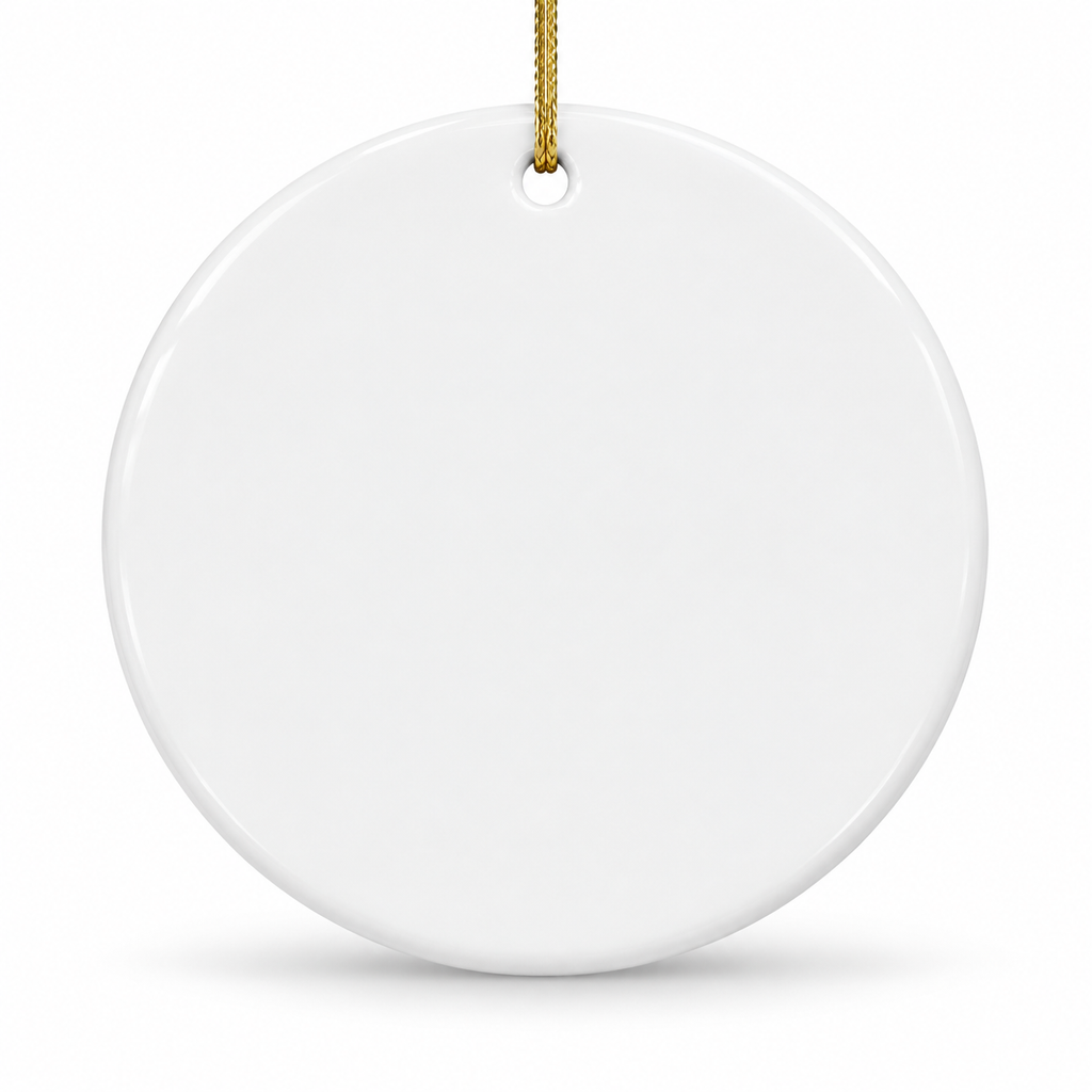 Blank round ceramic disc - live personalization mockup base
