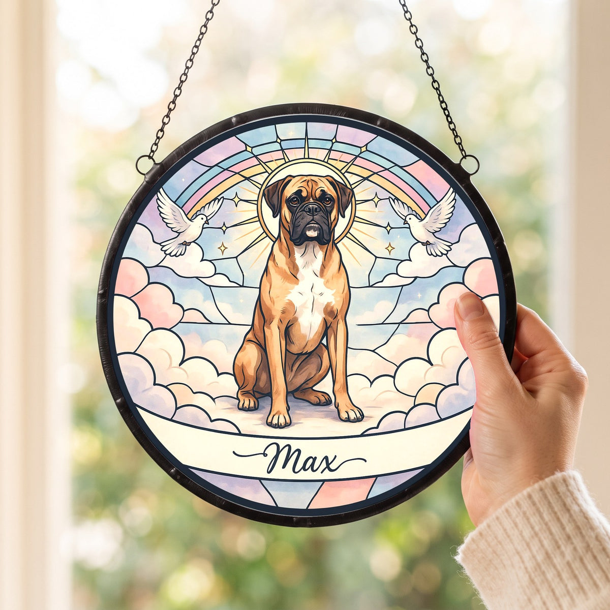 Personalized Boxer Memorial Suncatcher Custom Dog Name Gift
