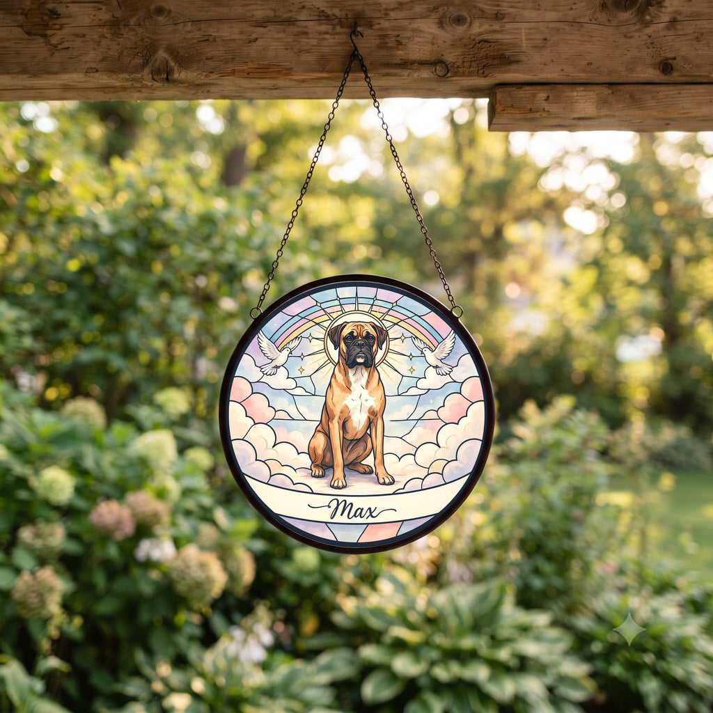 Personalized Boxer Memorial Suncatcher Custom Dog Name Gift