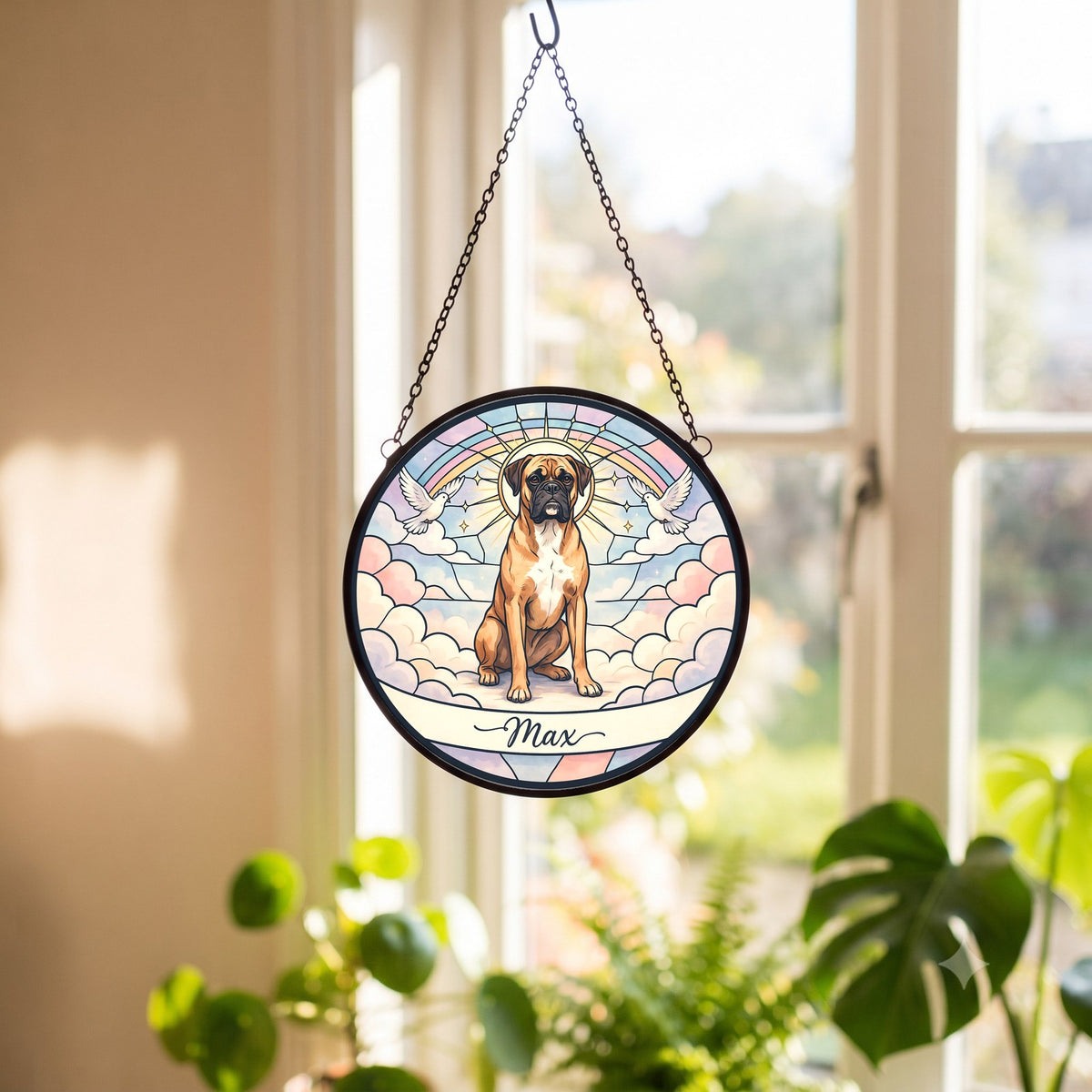 Personalized Boxer Memorial Suncatcher Custom Dog Name Gift