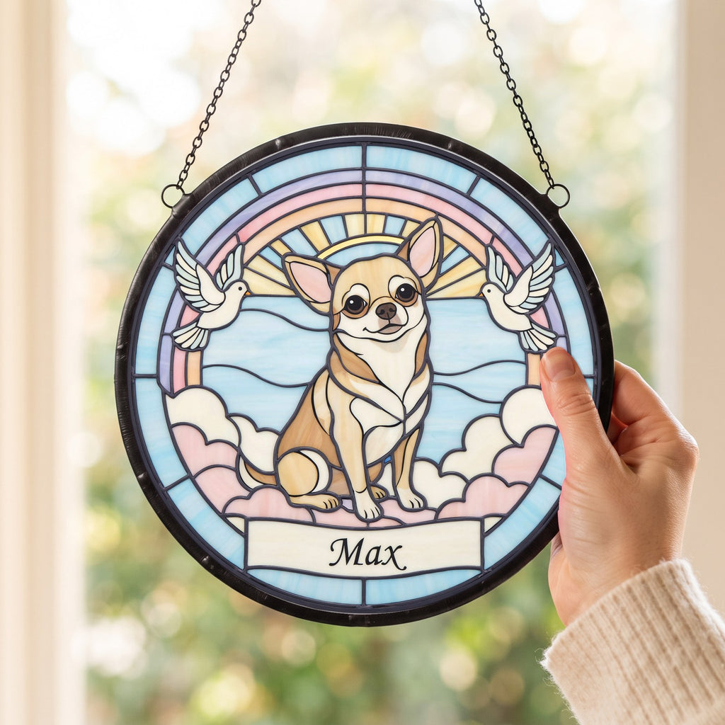 Personalized Chihuahua Memorial Suncatcher Custom Dog Name Gift