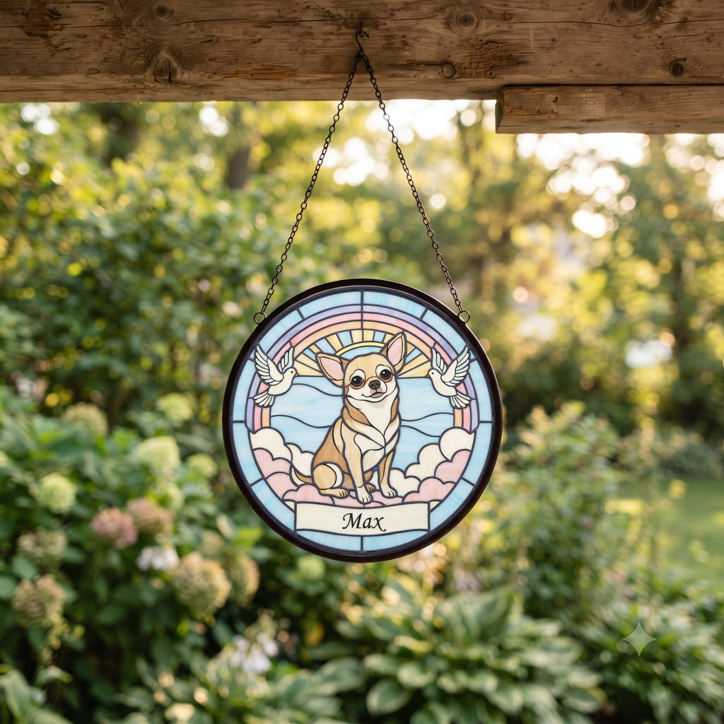 Personalized Chihuahua Memorial Suncatcher Custom Dog Name Gift