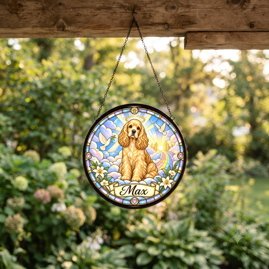 Personalized Cocker Spaniel Memorial Suncatcher Custom Dog Name Gift
