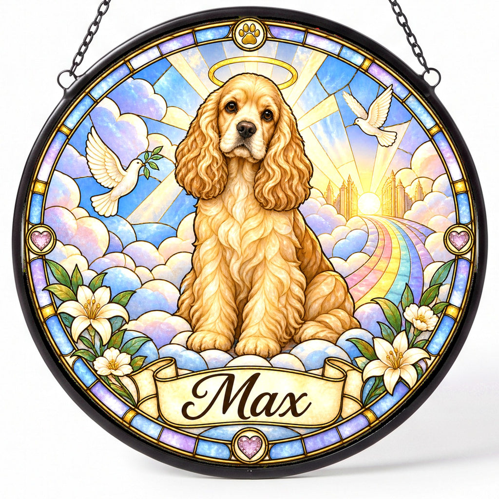 Personalized Cocker Spaniel Memorial Suncatcher Custom Dog Name Gift