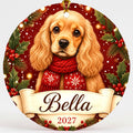 Personalized Cocker Spaniel Christmas Ornament Custom Dog Name Gift