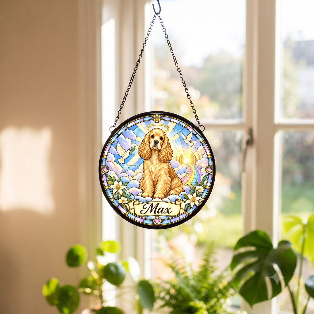 Personalized Cocker Spaniel Memorial Suncatcher Custom Dog Name Gift