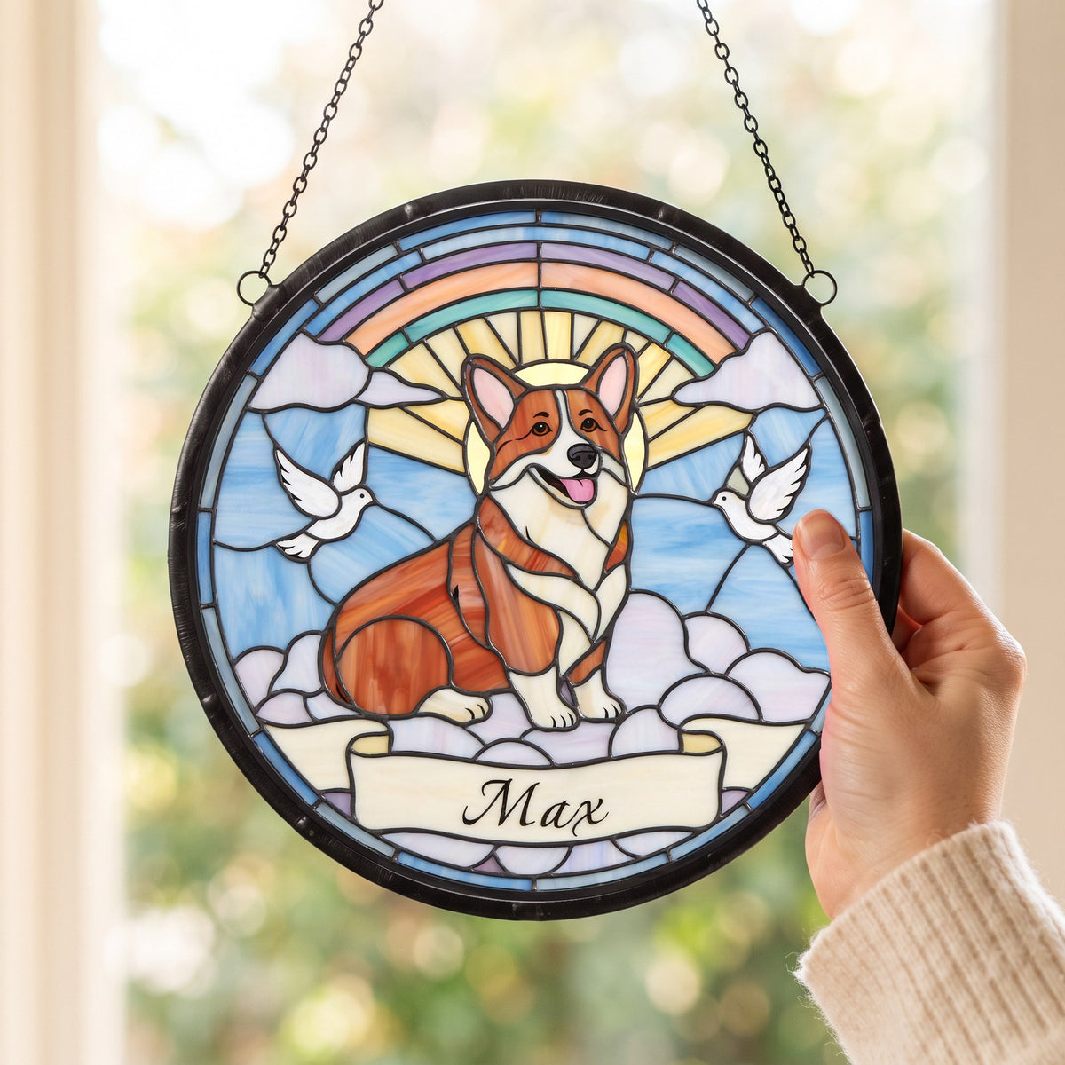 Personalized Corgi Memorial Suncatcher Custom Dog Name Gift