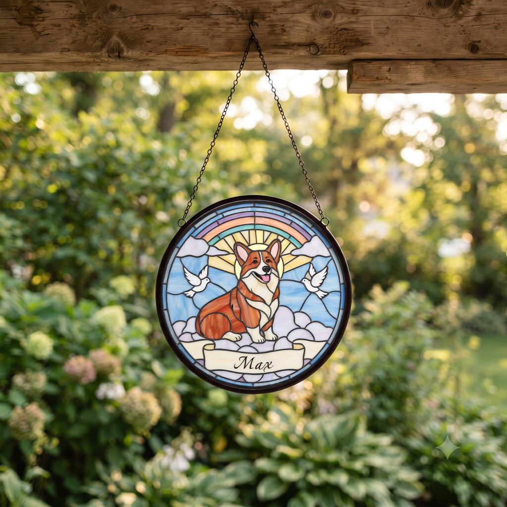 Personalized Corgi Memorial Suncatcher Custom Dog Name Gift