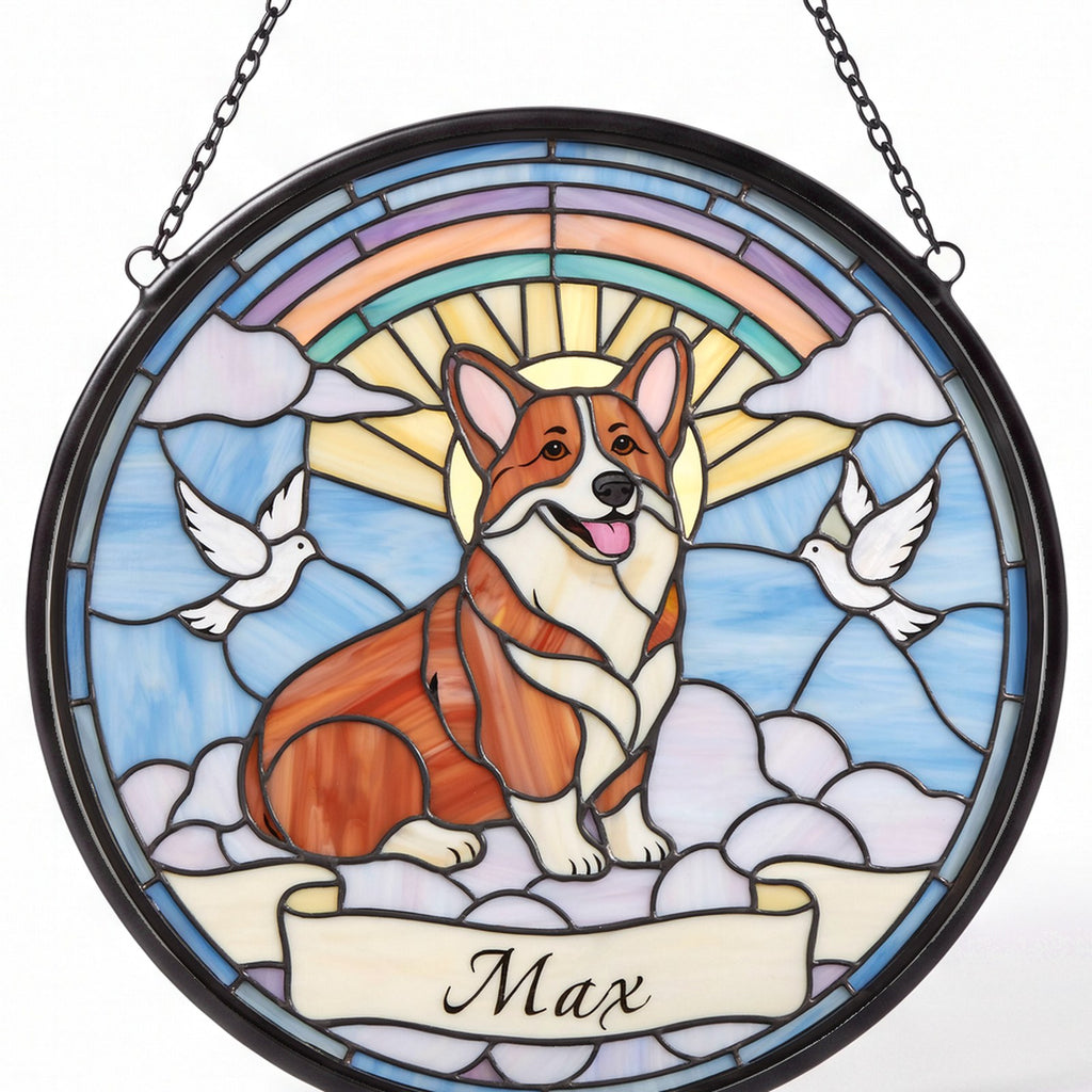 Personalized Corgi Memorial Suncatcher Custom Dog Name Gift