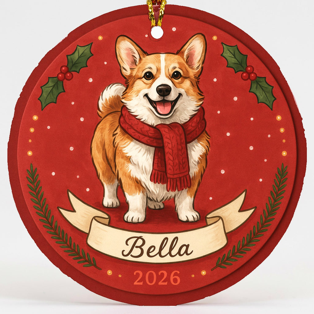 Personalized Corgi Dog Ornament 2026 Custom Name Christmas Gift