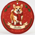 Personalized Corgi Dog Ornament 2026 Custom Name Christmas Gift