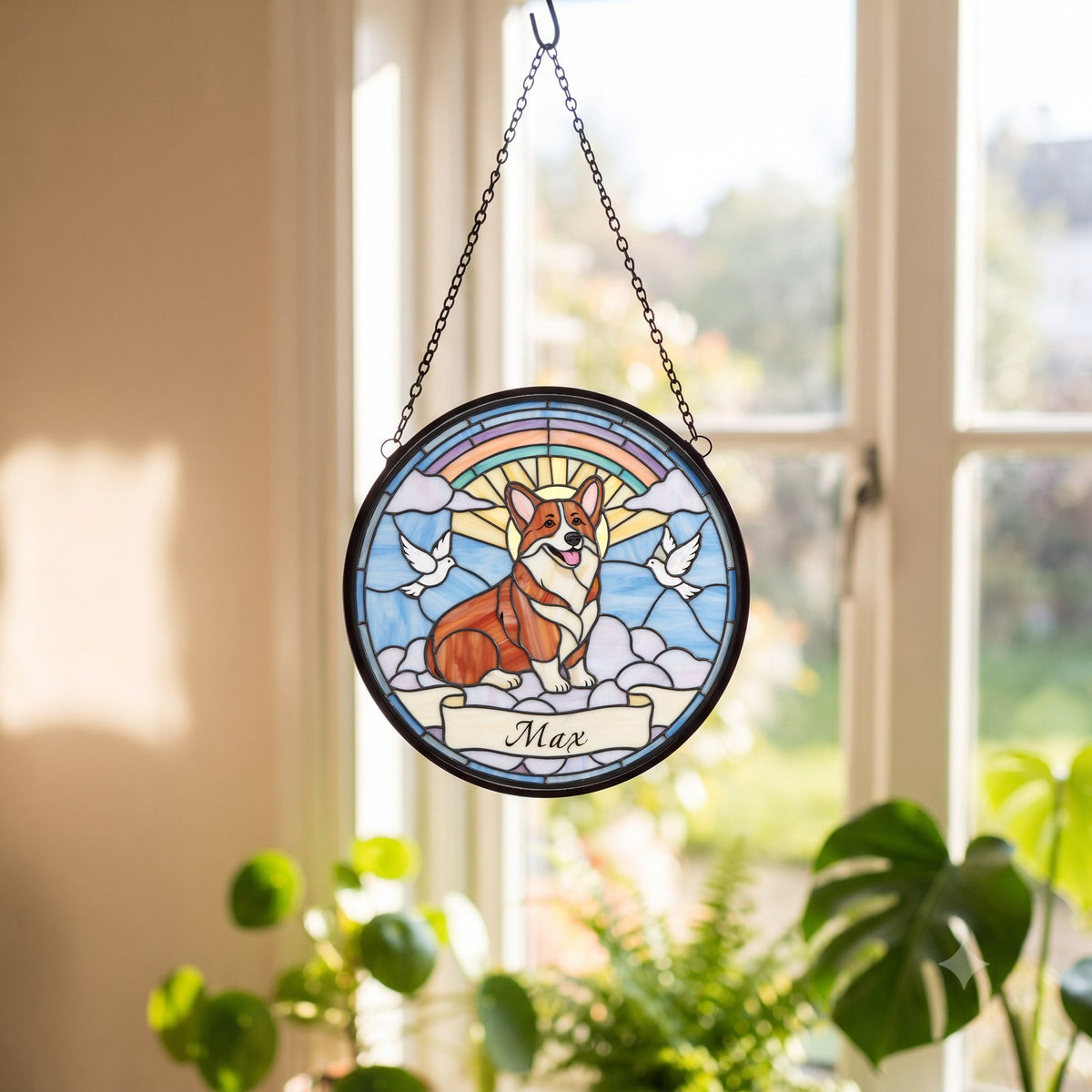 Personalized Corgi Memorial Suncatcher Custom Dog Name Gift