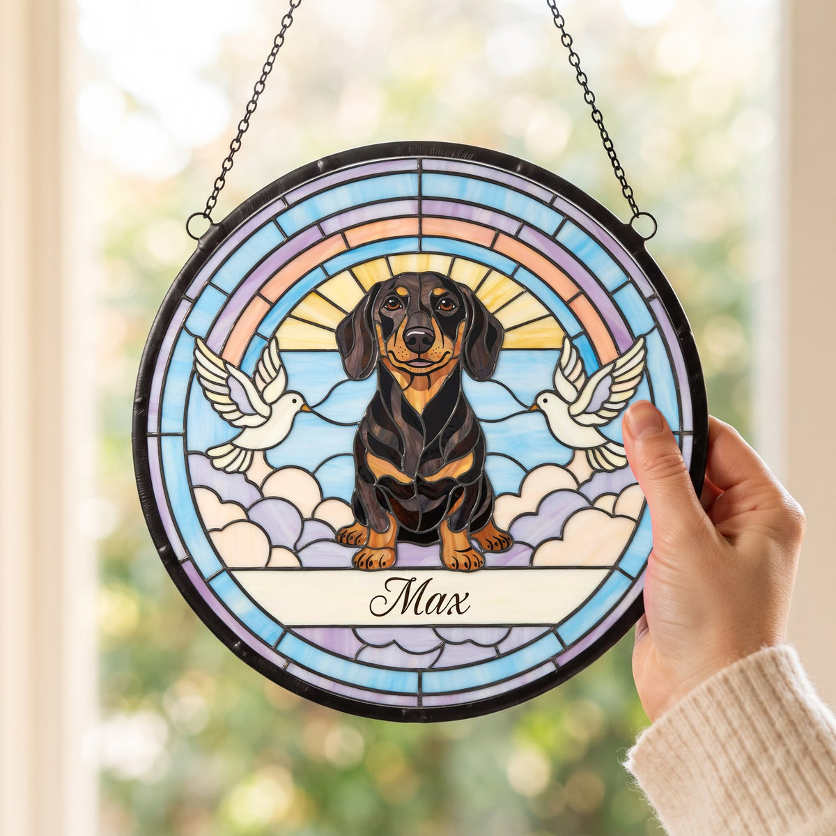 Personalized Dachshund Memorial Suncatcher Custom Dog Name Gift