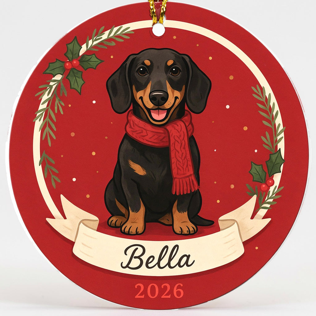 Personalized Dachshund Dog Ornament 2026 Custom Name Christmas Gift