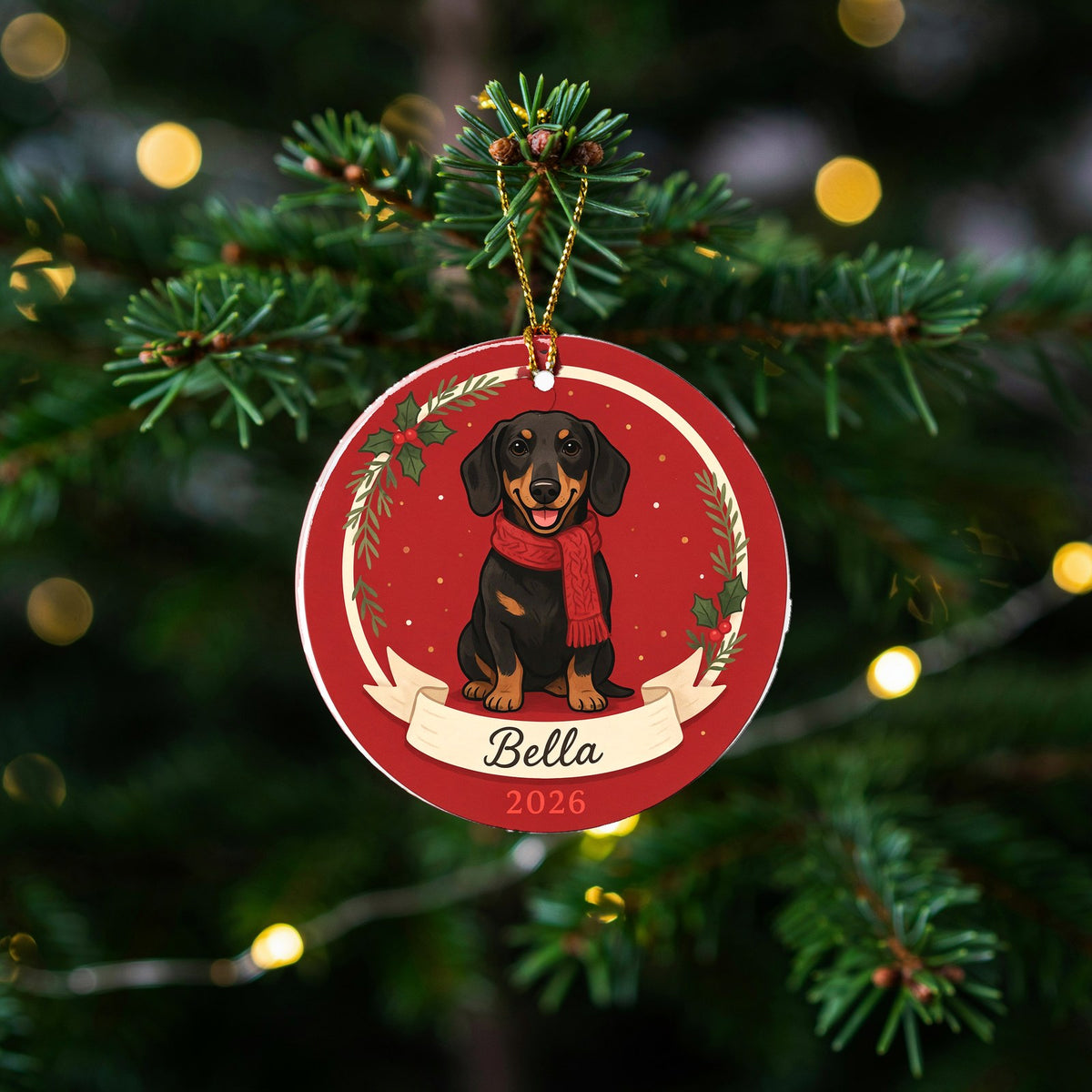 Personalized Dachshund Dog Ornament 2026 Custom Name Christmas Gift