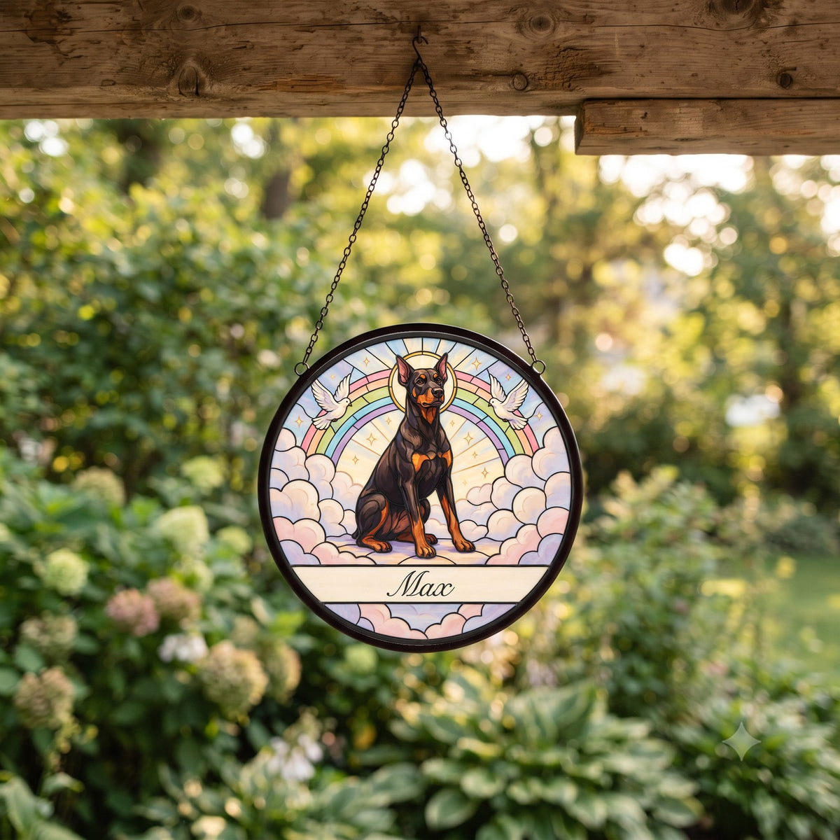 Personalized Doberman Memorial Suncatcher Custom Dog Name Gift