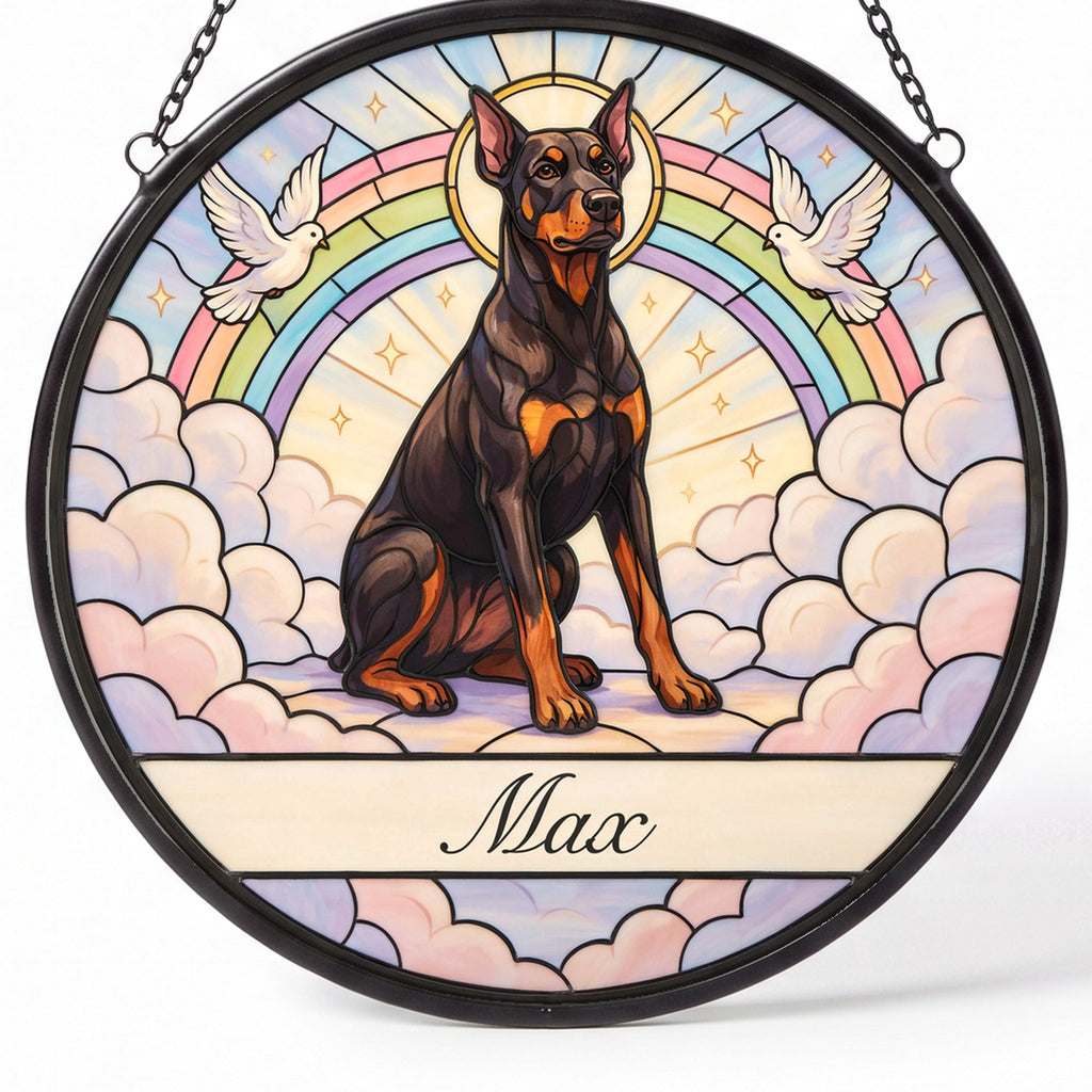 Personalized Doberman Memorial Suncatcher Custom Dog Name Gift