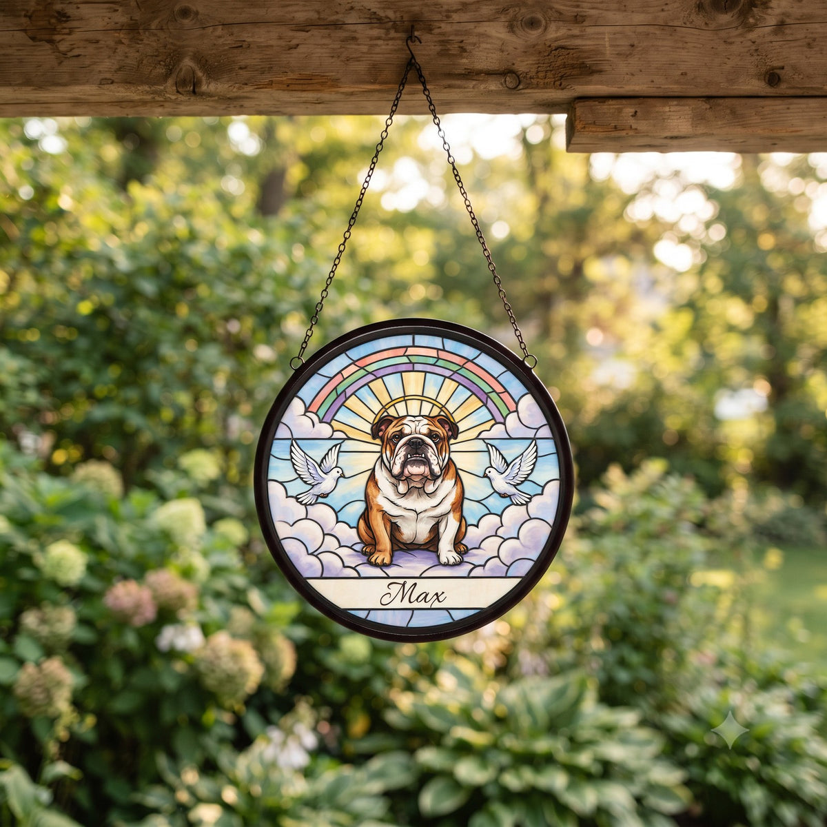Personalized English Bulldog Memorial Suncatcher Custom Dog Name Gift