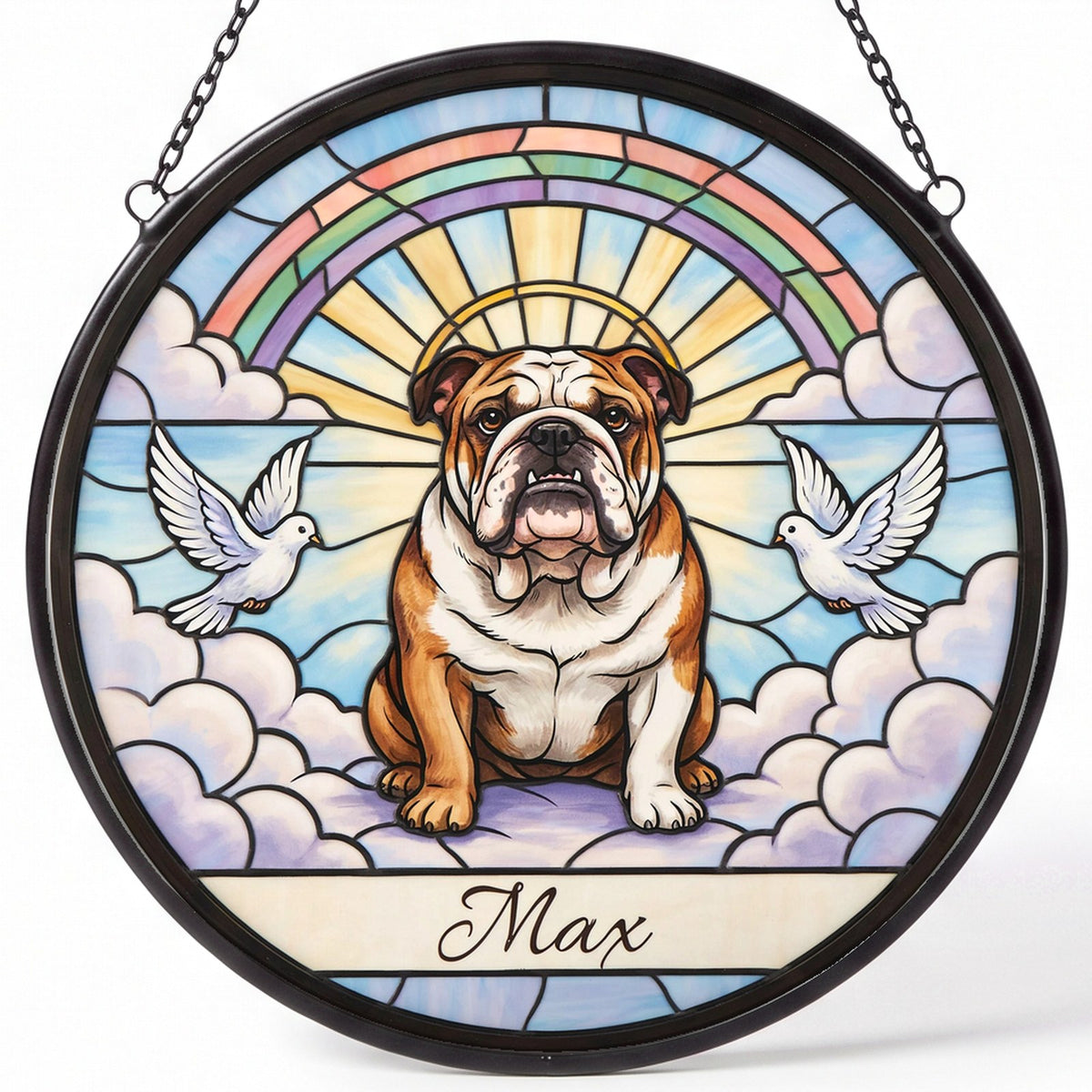 Personalized English Bulldog Memorial Suncatcher Custom Dog Name Gift