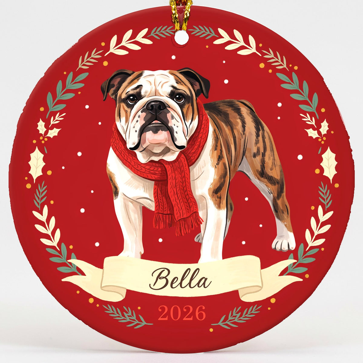 Personalized English Bulldog Dog Ornament 2026 Custom Name Christmas Gift