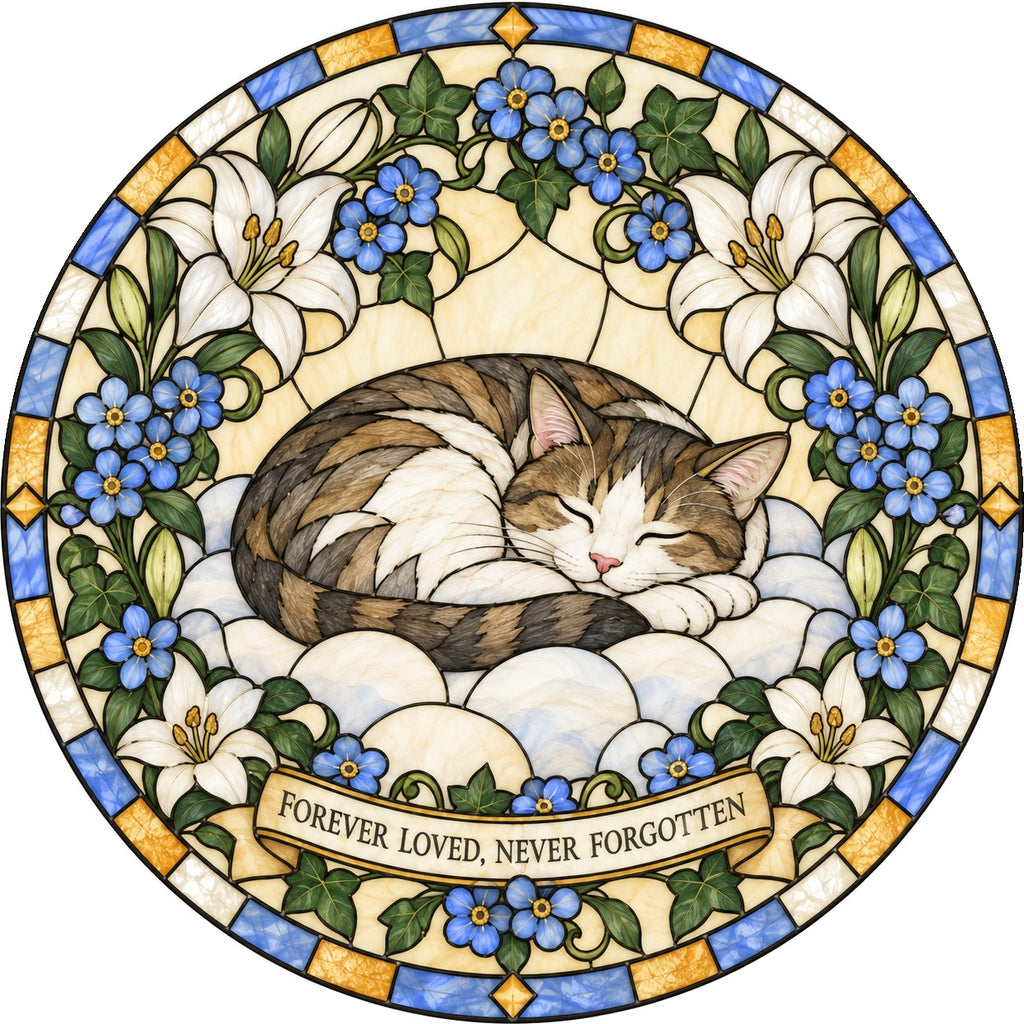 Peaceful Slumber Cat Memorial Suncatcher Window Hanging Ornament