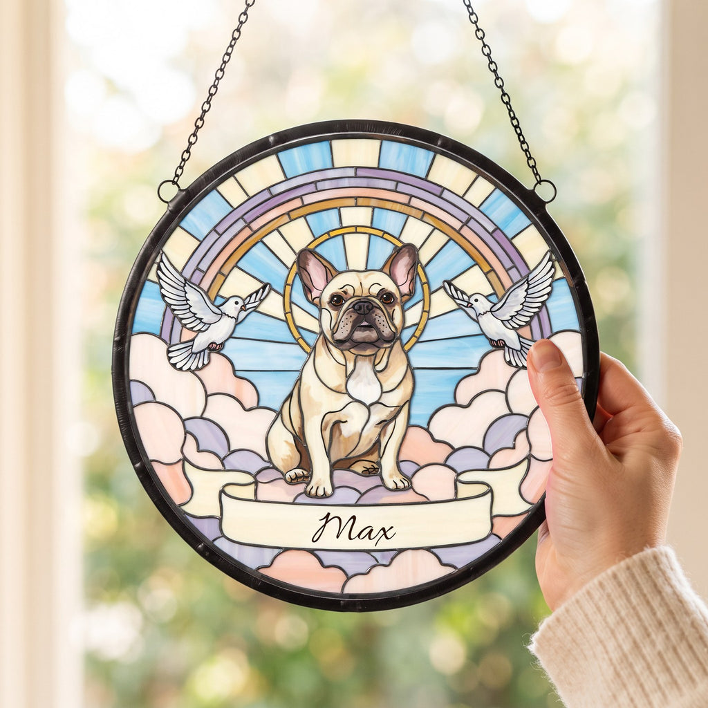 Personalized French Bulldog Memorial Suncatcher Custom Dog Name Gift
