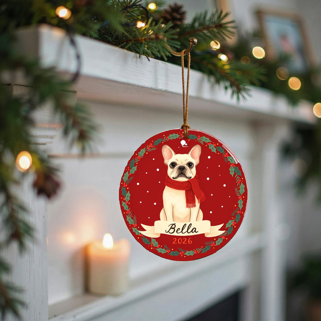 Personalized French Bulldog Dog Ornament 2026 Custom Name Christmas Gift