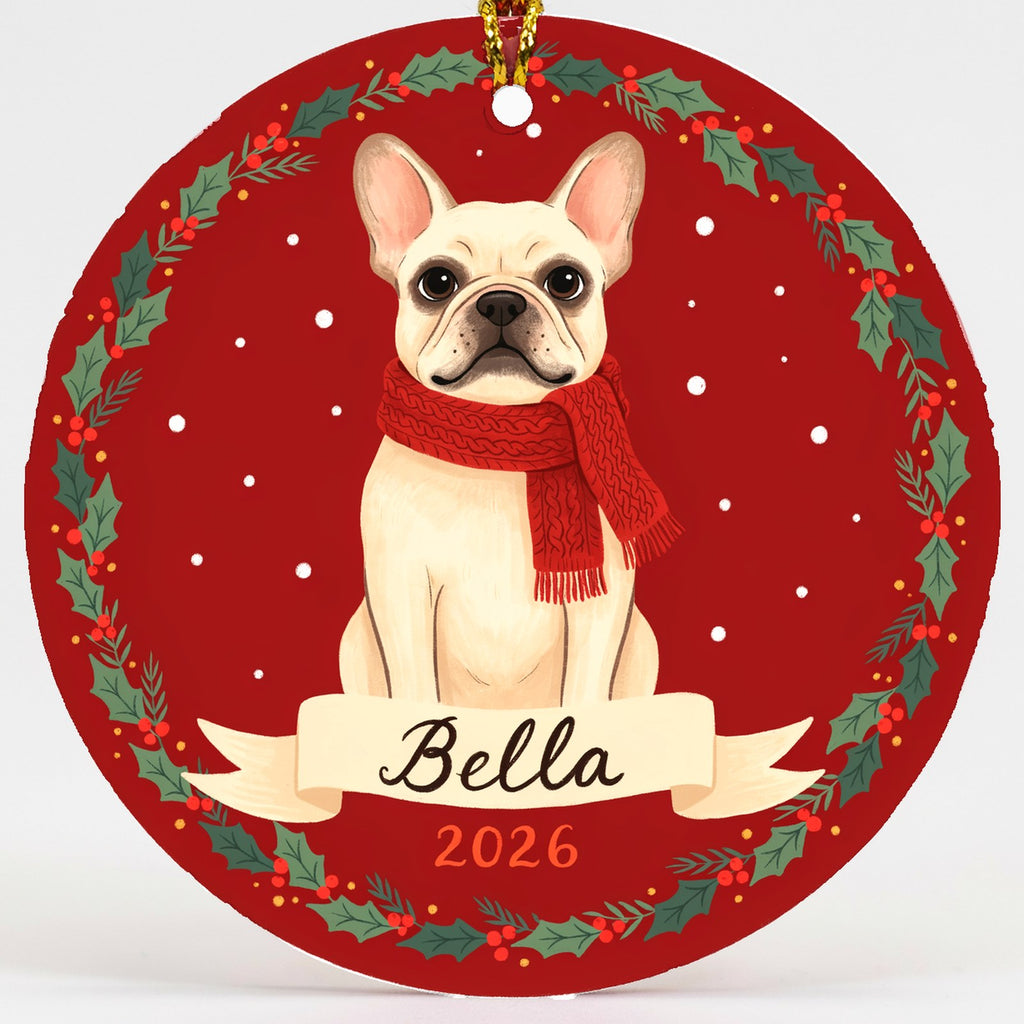 Personalized French Bulldog Dog Ornament 2026 Custom Name Christmas Gift