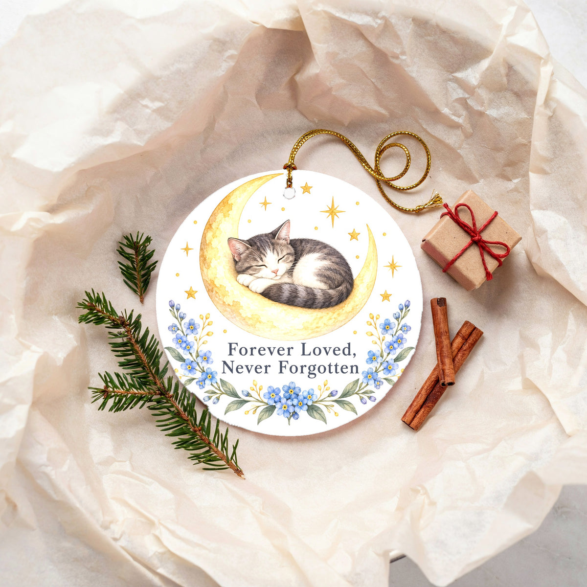 Moonbeam Cat Memorial Ornament, Pet Sympathy Remembrance Keepsake