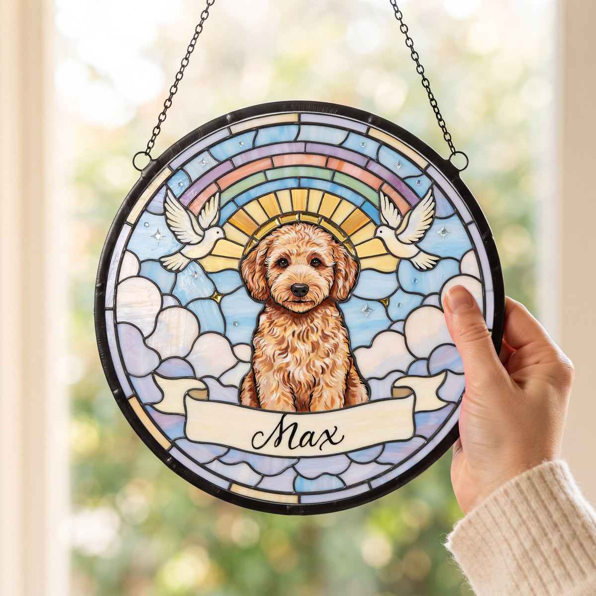 Personalized Goldendoodle Memorial Suncatcher Custom Dog Name Gift