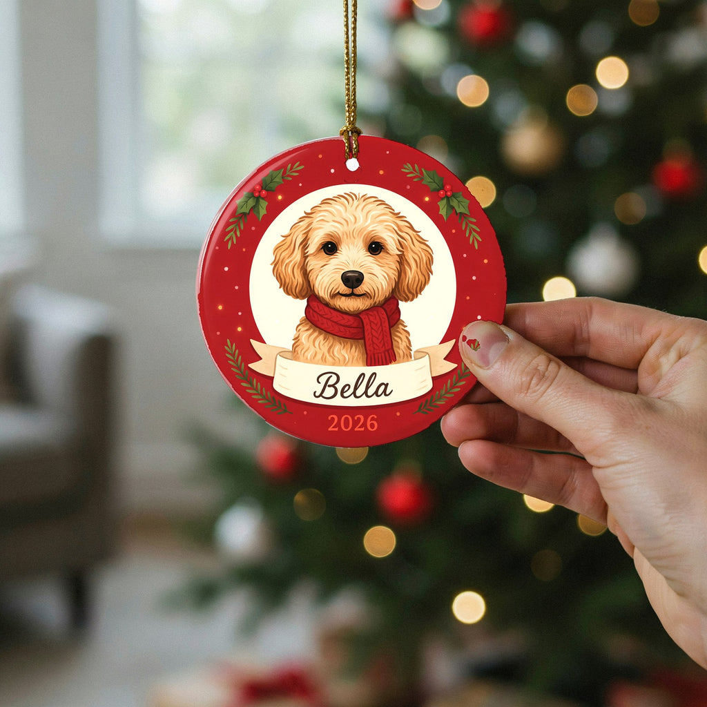 Personalized Goldendoodle Dog Ornament 2026 Custom Name Christmas Gift