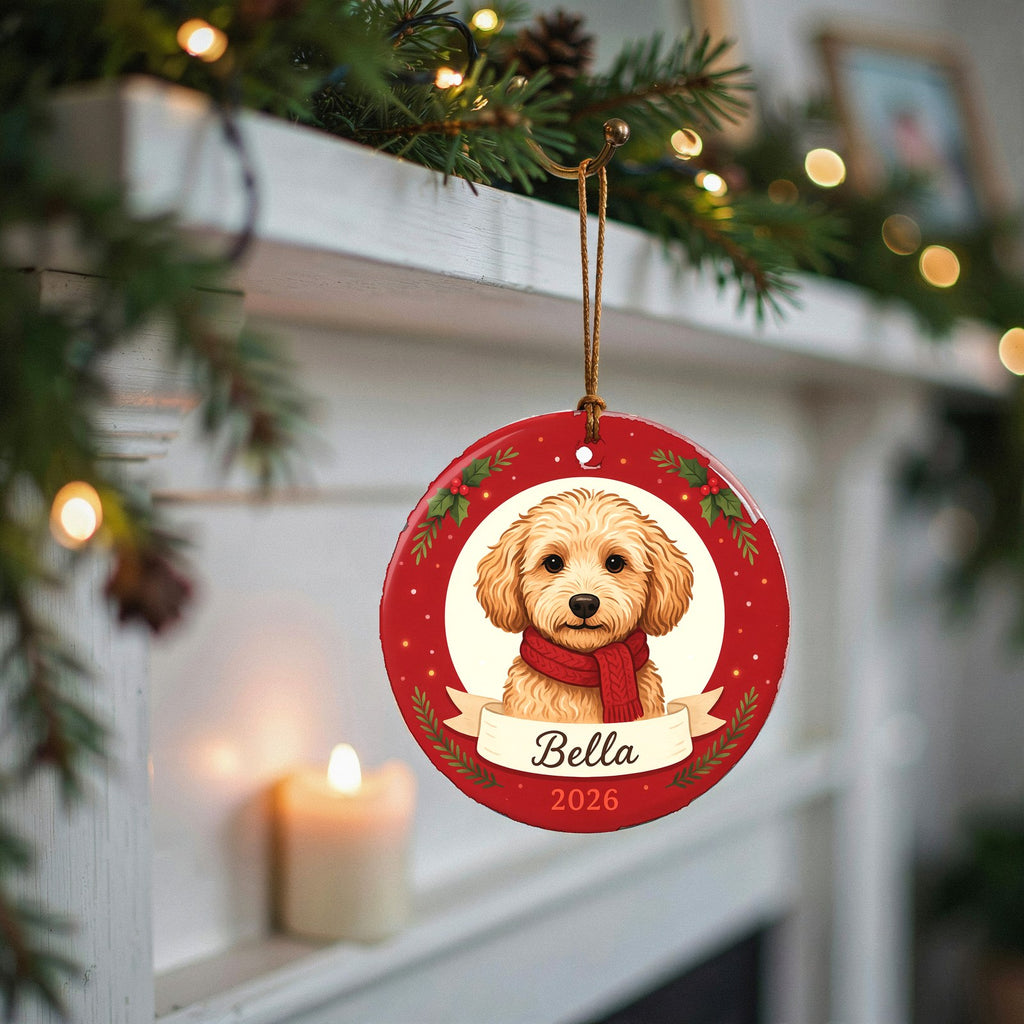 Personalized Goldendoodle Dog Ornament 2026 Custom Name Christmas Gift