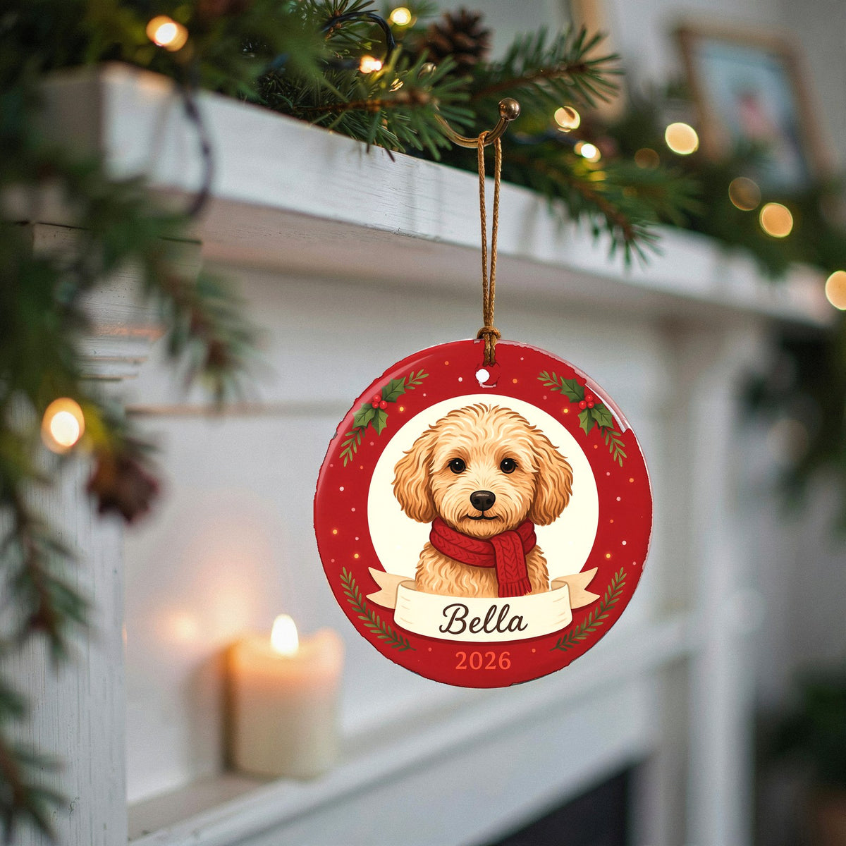 Personalized Goldendoodle Dog Ornament 2026 Custom Name Christmas Gift