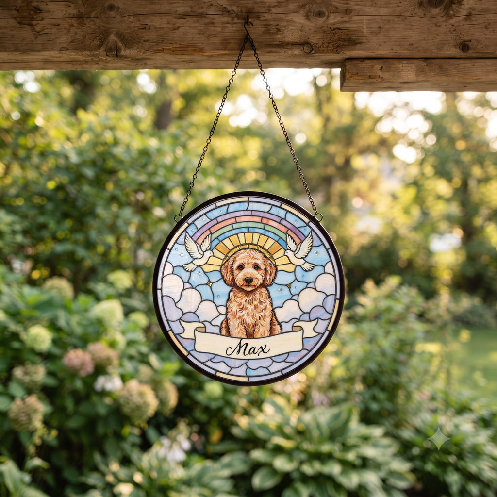 Personalized Goldendoodle Memorial Suncatcher Custom Dog Name Gift