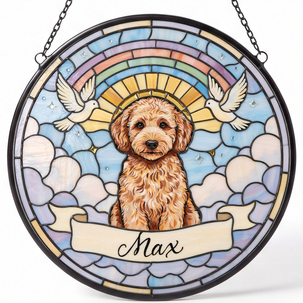 Personalized Goldendoodle Memorial Suncatcher Custom Dog Name Gift