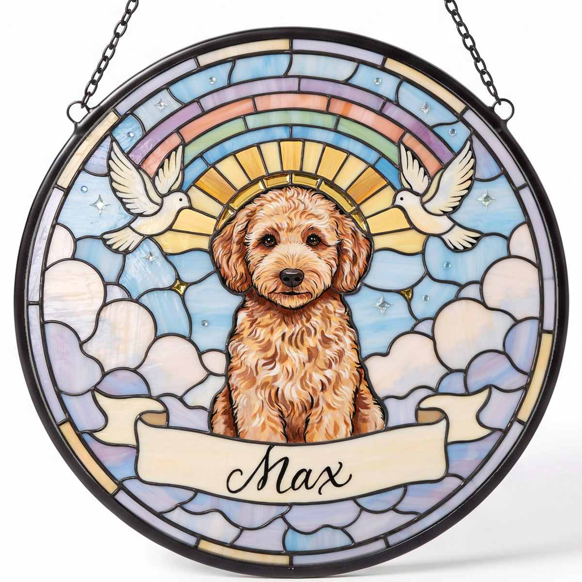 Personalized Goldendoodle Memorial Suncatcher Custom Dog Name Gift