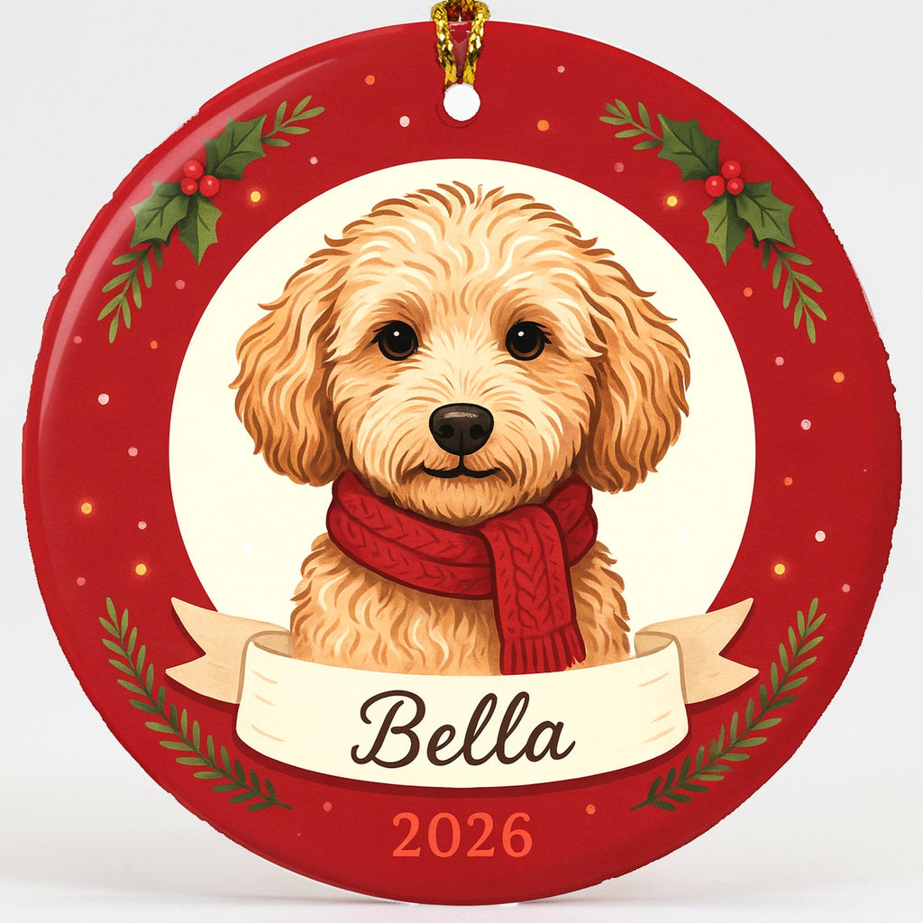 Personalized Goldendoodle Dog Ornament 2026 Custom Name Christmas Gift