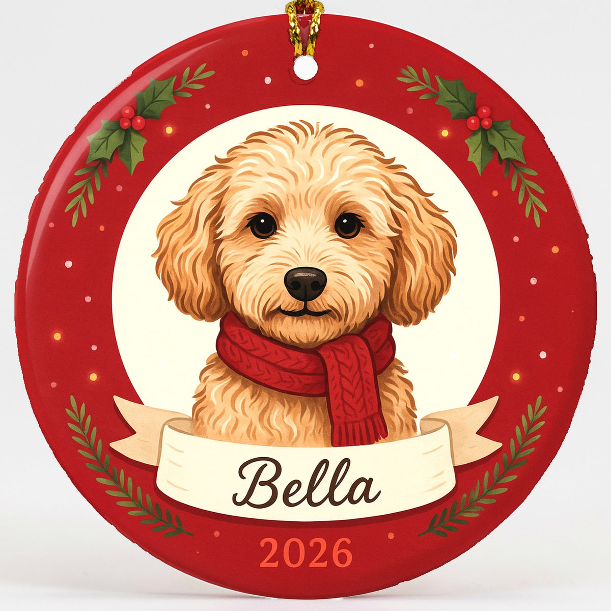 Personalized Goldendoodle Dog Ornament 2026 Custom Name Christmas Gift
